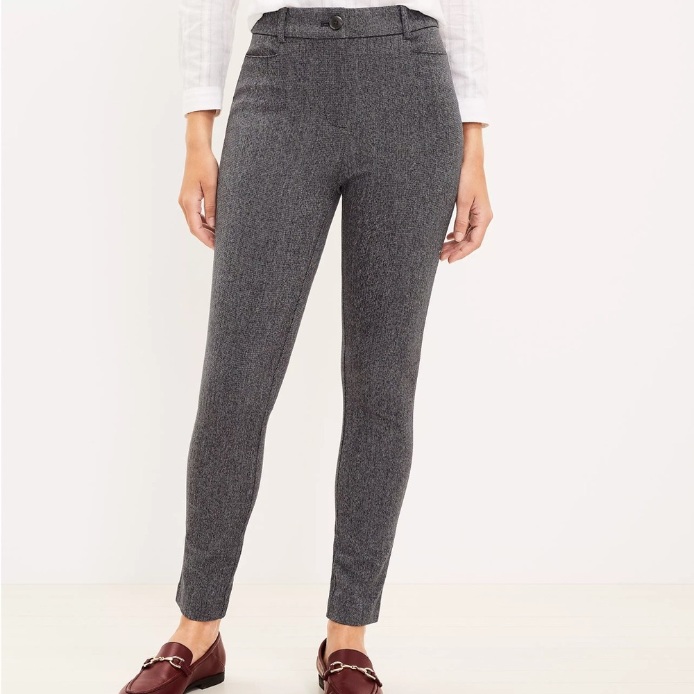 LOFT Curvy Sutton Skinny Pants in Charcoal Texture